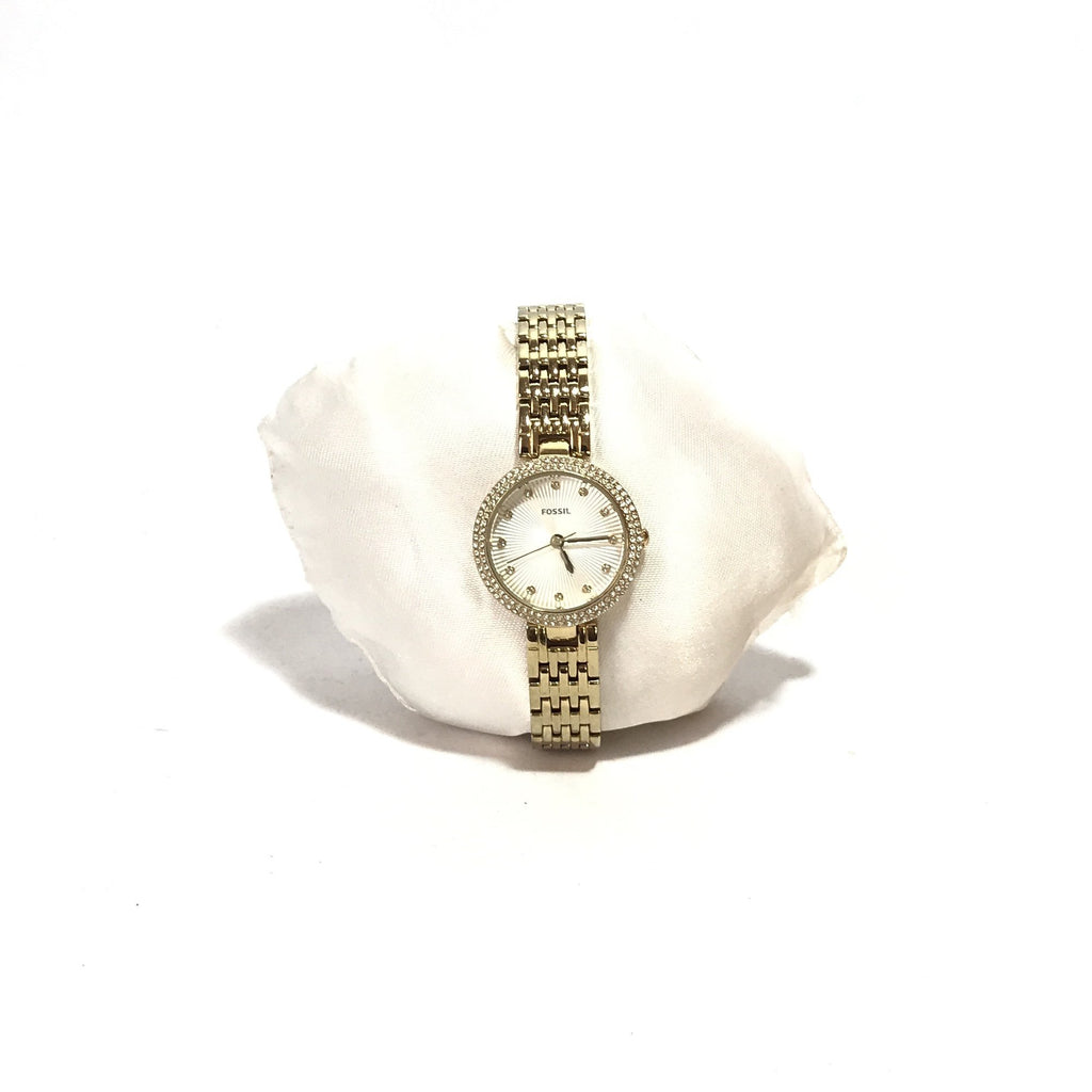 Fossil Gold Rhinestone Stainless Steel Watch Like New