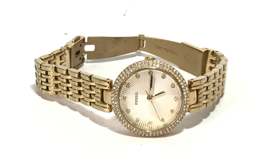Fossil gold watch with diamonds top