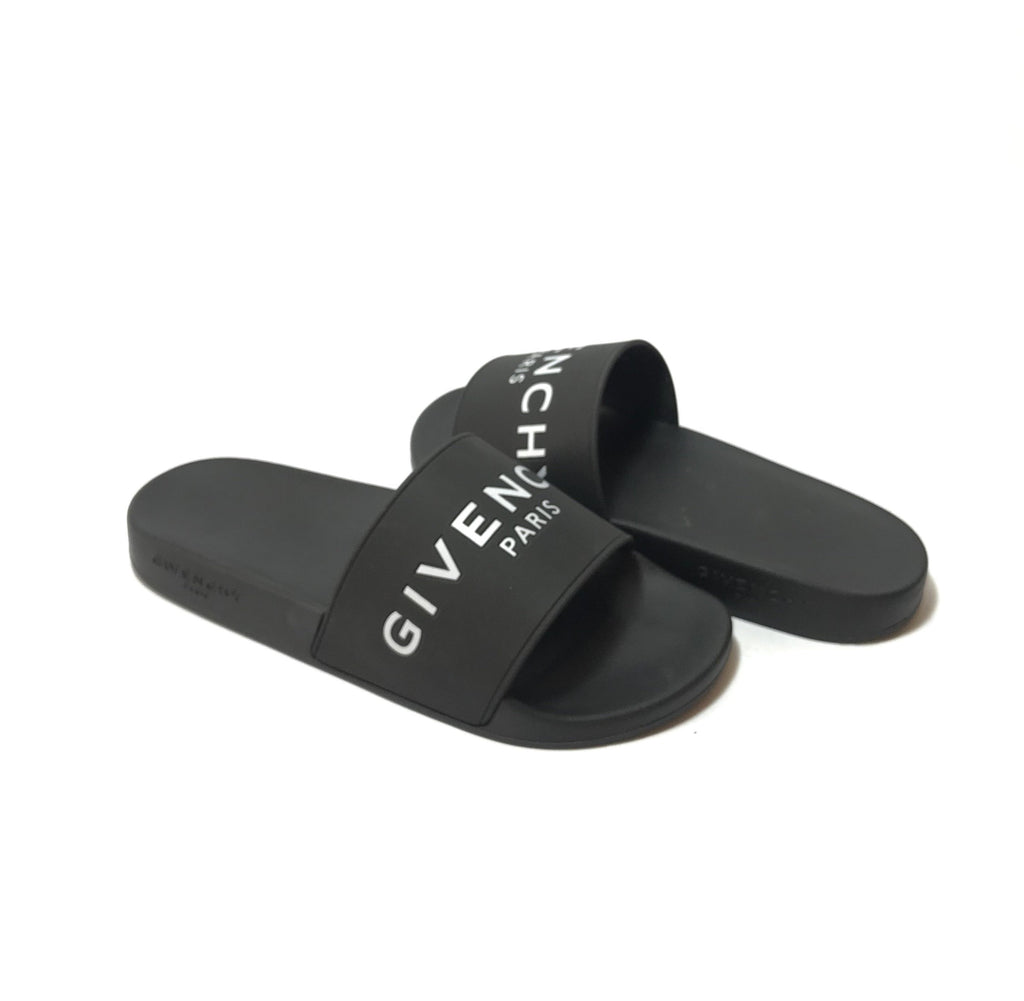 Givenchy Black Logo Rubber Slides Gently Used Secret Stash