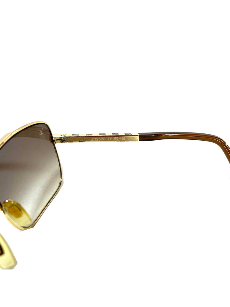 Louis Vuitton Z0259u Gold Unisex Sunglasses, Pre Loved