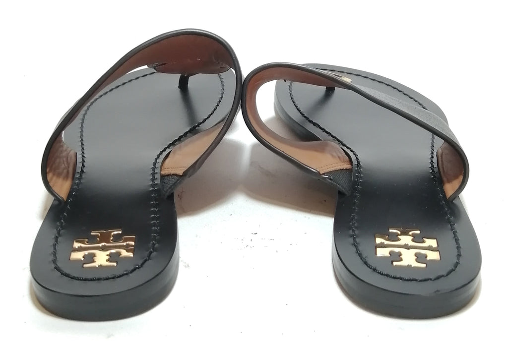 Tory Burch Patos Disk Black Leather Sandals Brand New Secret