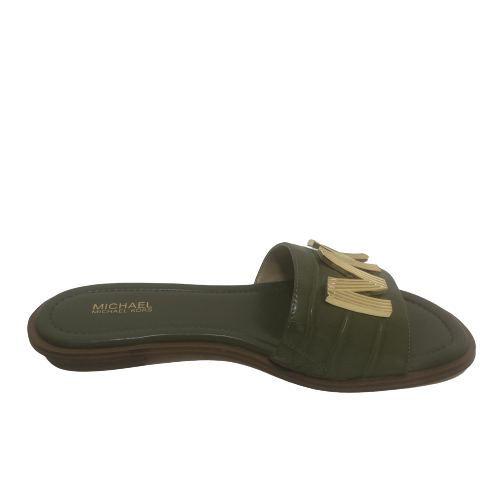 Michael Kors Olive Green Leather Deanna Sandals Like New