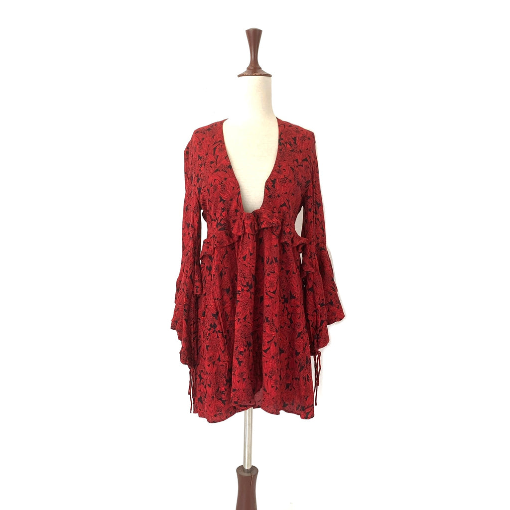 ZARA Black & Red Printed Frill Dress | Gently Used | | Secret Stash ZARA Black & Red Printed Frill Dress | Gently Used | | Secret Stash