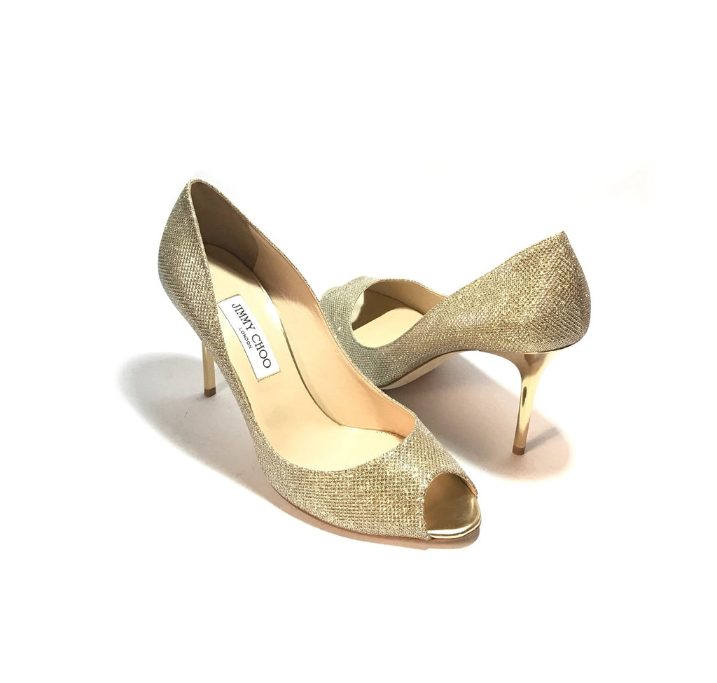 Gold glitter hotsell open toe heels
