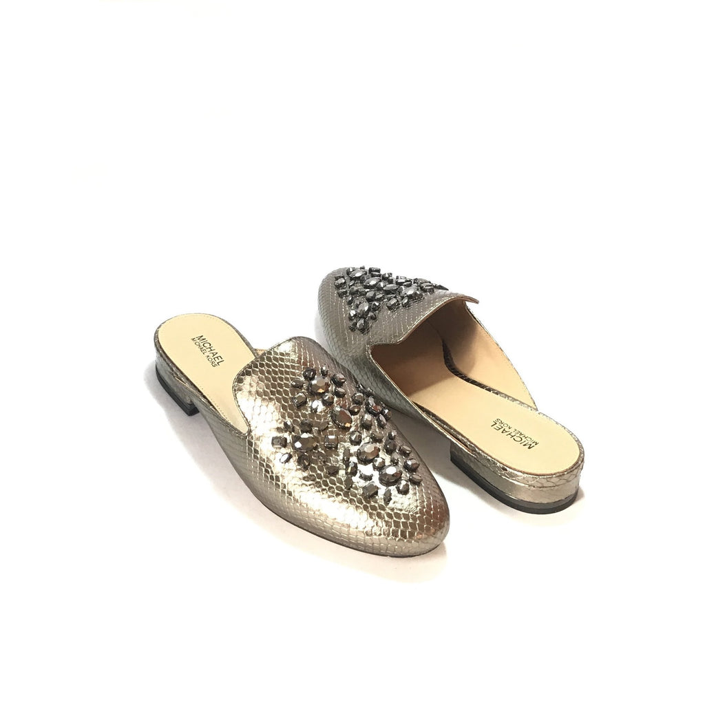 Michael kors metallic slides on sale