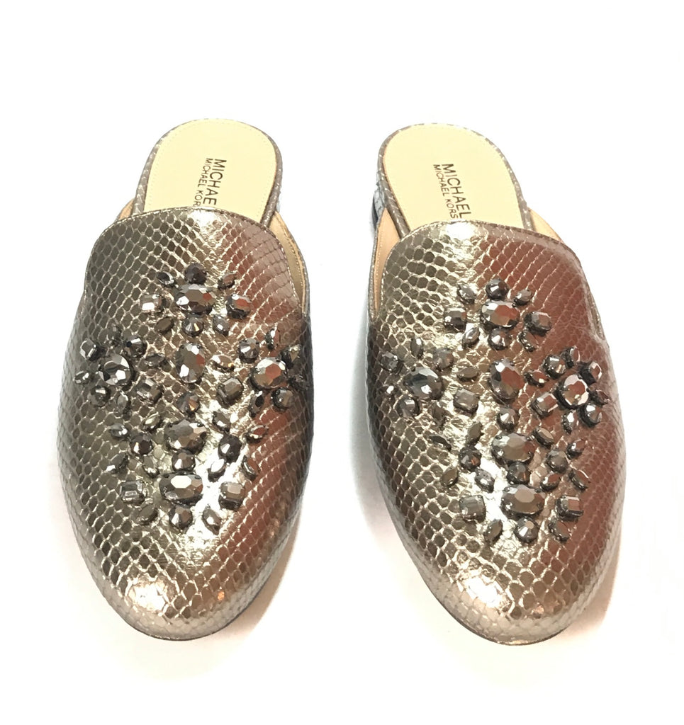 Michael Kors EDIE Metallic Slides Like New Secret Stash
