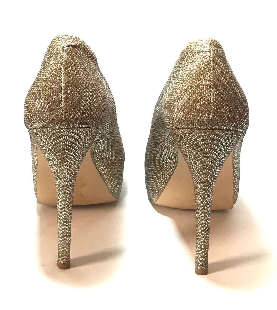 NEW LOOK Gold Glitter Peep toe Heels Pre Loved