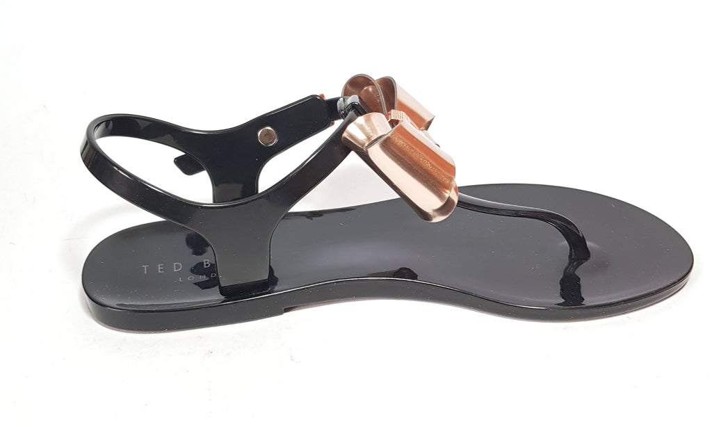 Ted Baker Black Rose Gold AINDA Jelly Sandals Gently Used