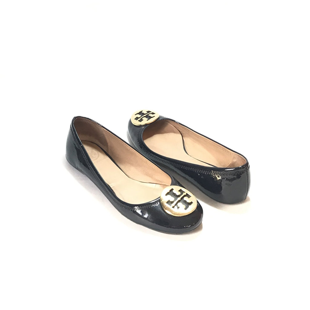 Tory burch black new arrivals patent leather reva flats