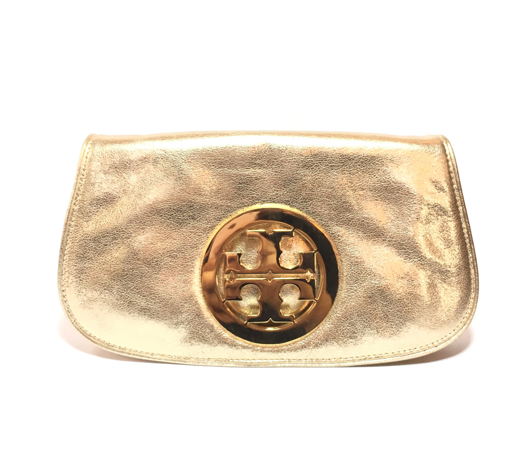 Gold leather top pouch