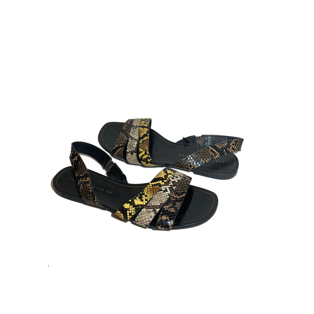 Zara Snakeskin Flat Sandals Pre Loved Secret Stash