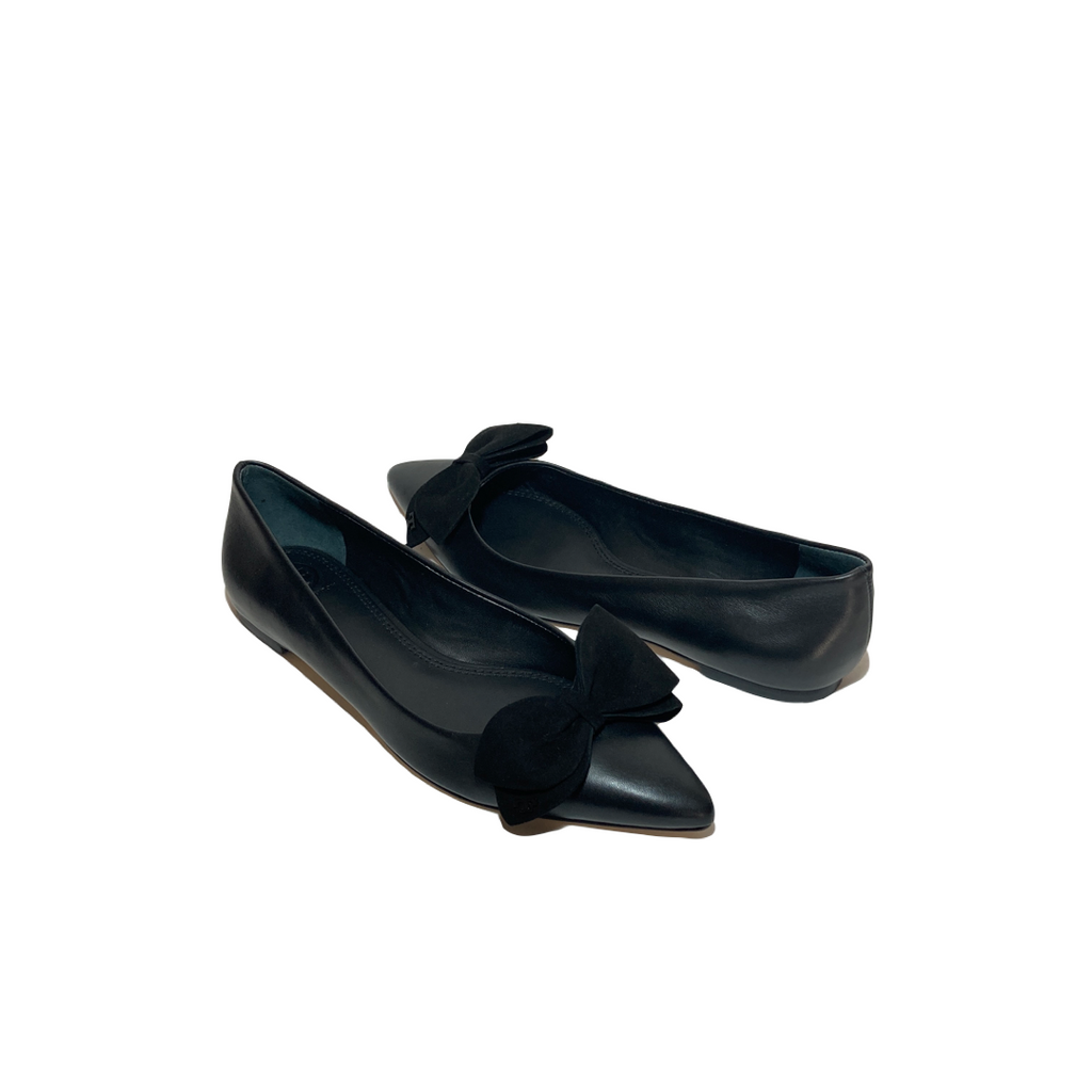 Tory Burch Black Leather Rosalind Pointed Ballet Flats Brand