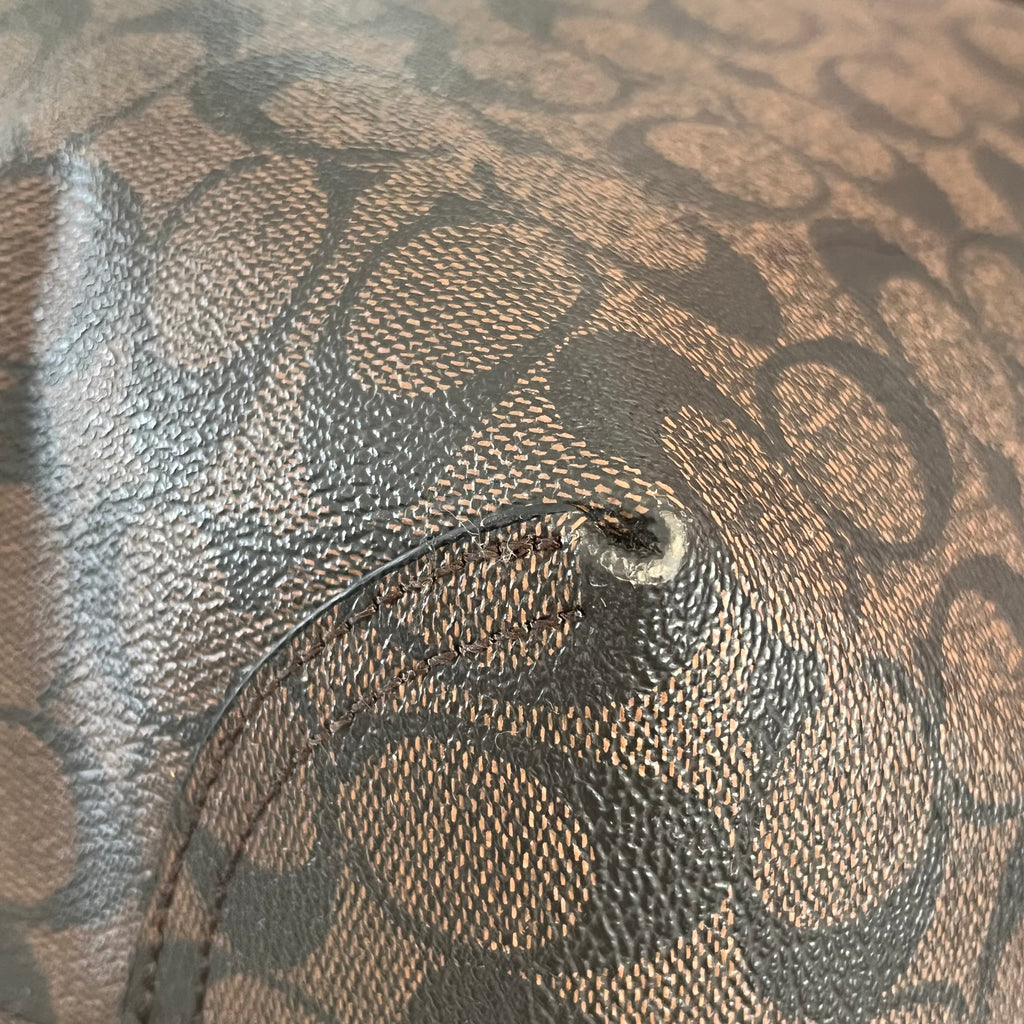 Coach Dark Brown Signature Canvas City Tote Bag | Pre Loved |