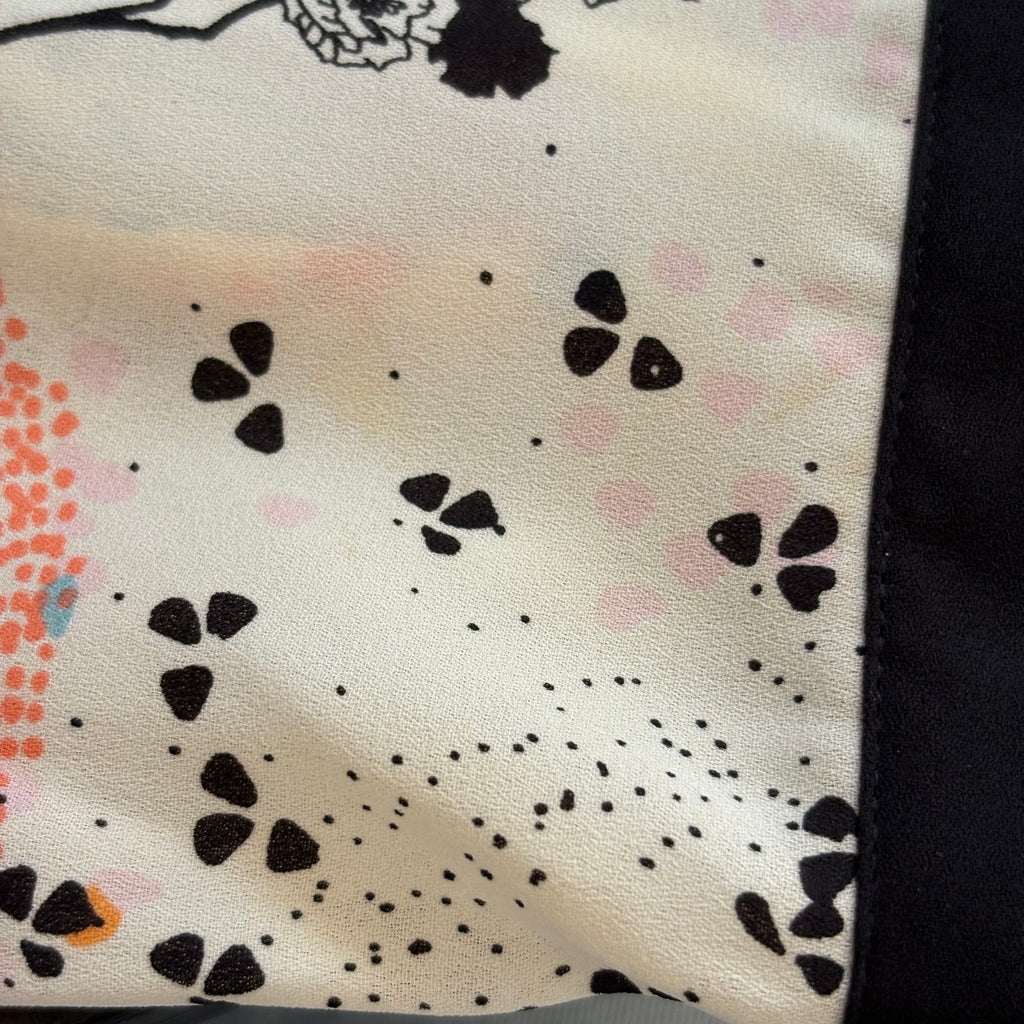 WAREHOUSE Beige & Black Printed Top | Pre Loved |