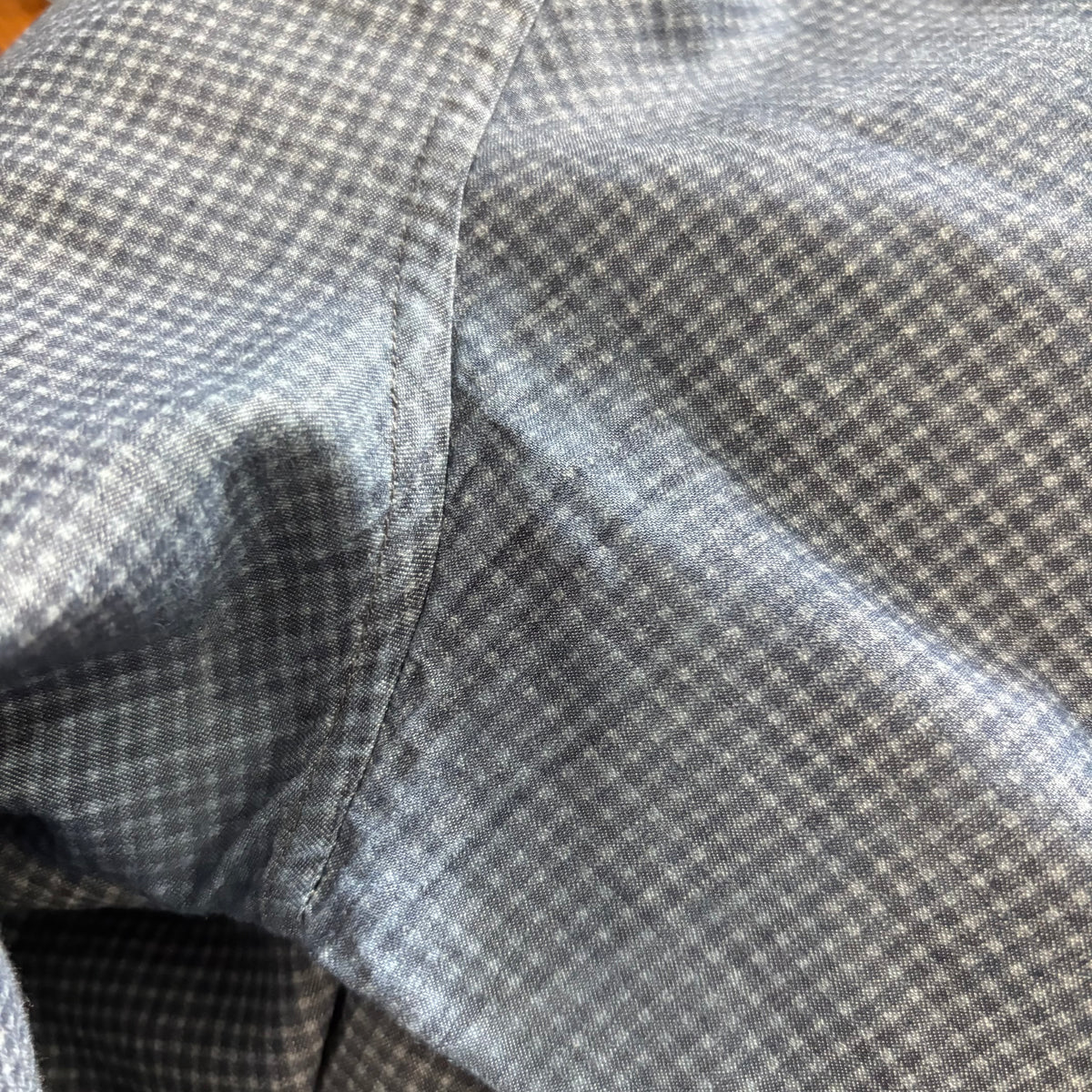 Massimo Dutti Mens Blue And White Micro-Check Collared Shirt | Pre Loved |