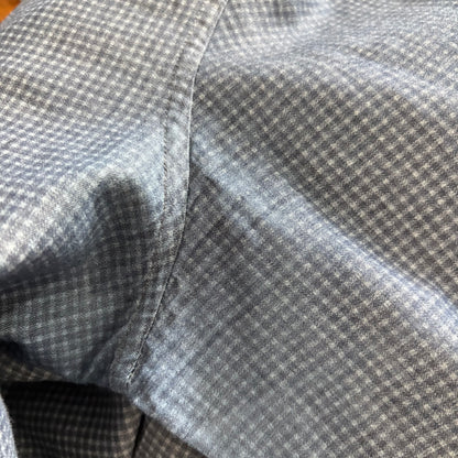 Massimo Dutti Mens Blue And White Micro-Check Collared Shirt | Pre Loved |
