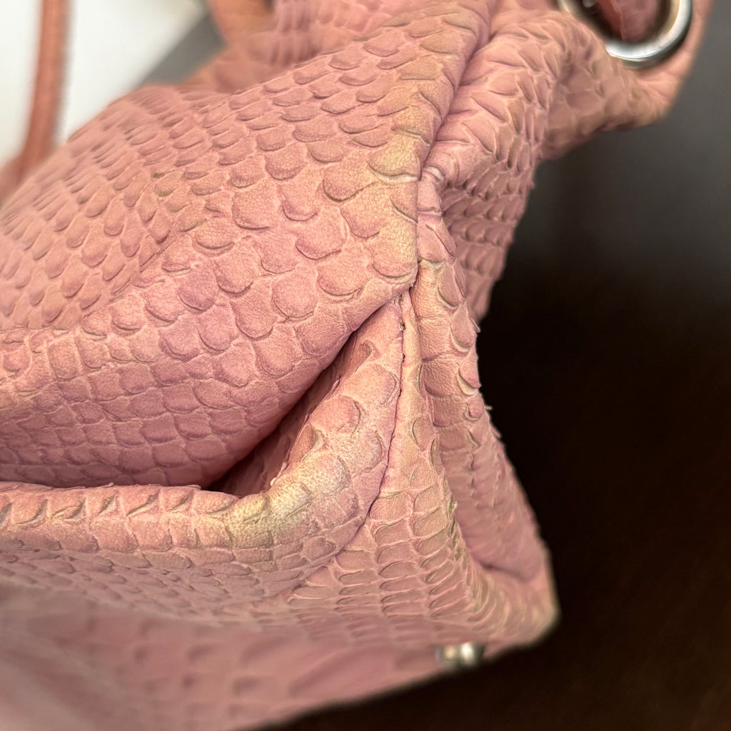 Furla Blush Pink Leather Croc-Embossed Carmen Tote | Pre Loved |