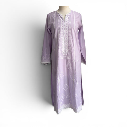 NAARJ Mauve And White Embroidered Kurta | Gently Used |