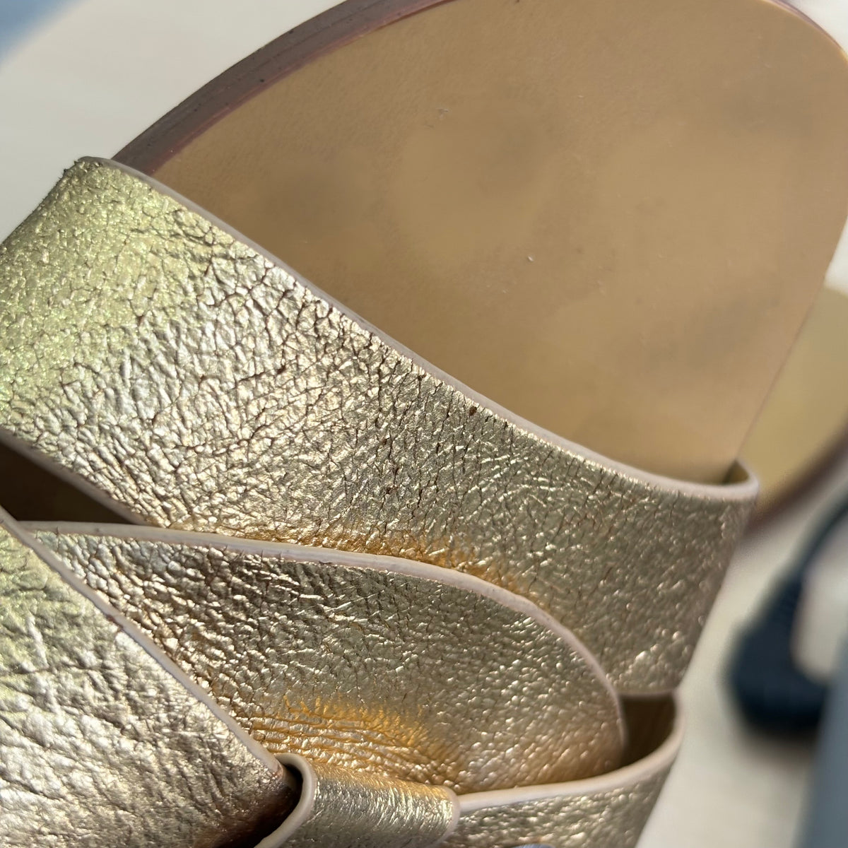 Zara Metallic Gold Leather Cross Strap Sandals | Pre Loved |