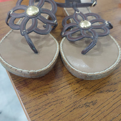 Louis Vuitton Brown Leather Fidji Flower Sandals | Pre Loved |