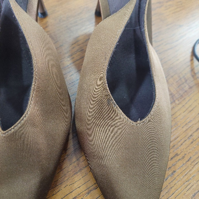 Zara Brown Satin Slingback Heels | Gently Used |
