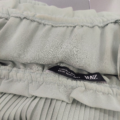 Zara Light Green Pleated Off Shoulder Dress | Brand New |