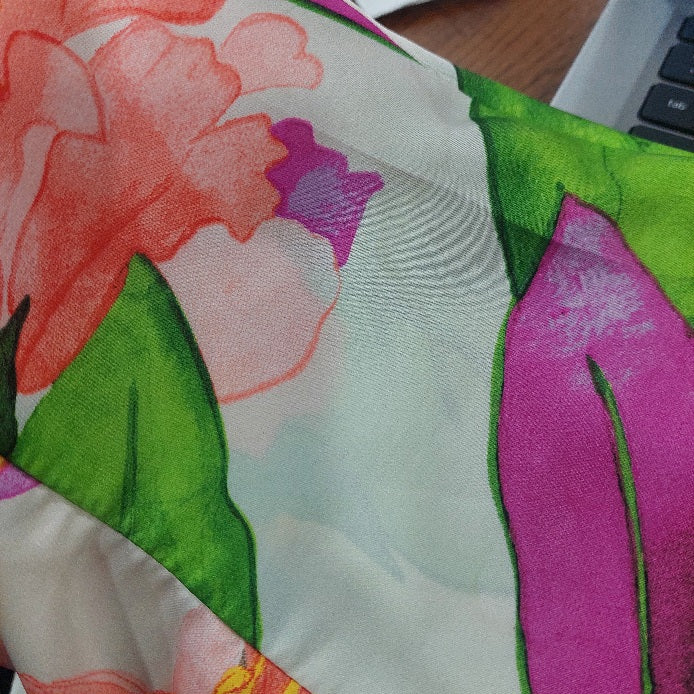 Zara Multicolour Satin Floral Print Button Down Shirt | Pre Loved |