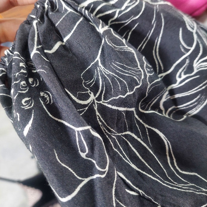 H&M Black Floral Drawstring Oversized Maxi Dress | Pre Loved |