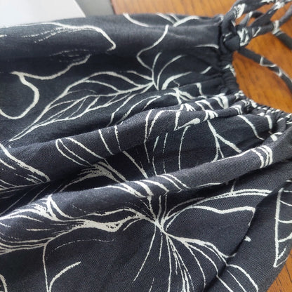 H&M Black Floral Drawstring Oversized Maxi Dress | Pre Loved |