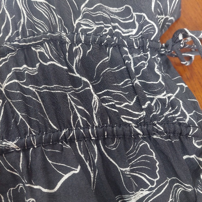 H&M Black Floral Drawstring Oversized Maxi Dress | Pre Loved |