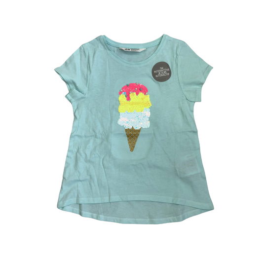 H&M Light Teal Embellished Cone Top (4 - 6 Years) | Brand New |