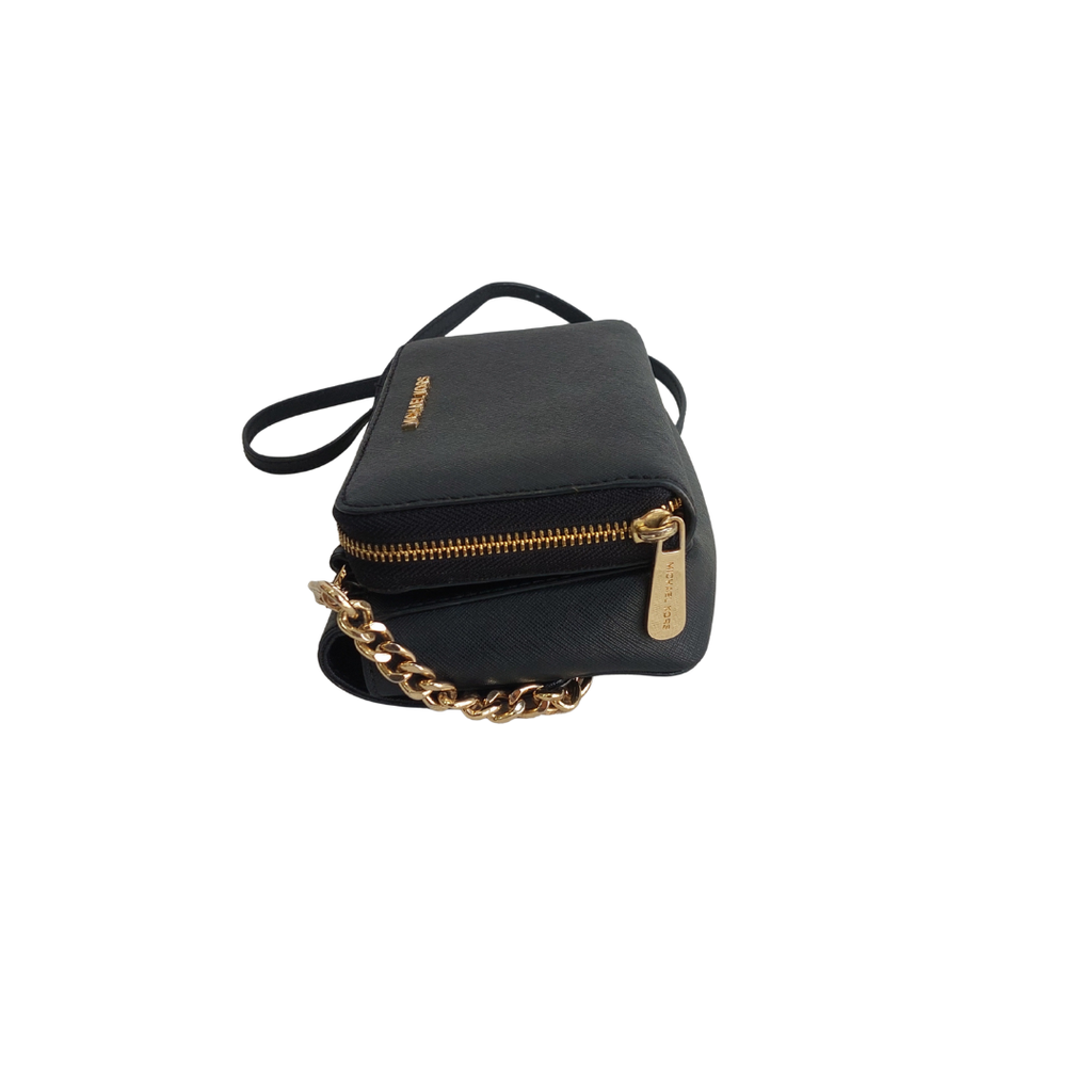 Michael Kors Black Tina Leather Clutch Crossbody and Detachable Wallet Bag | Pre Loved |
