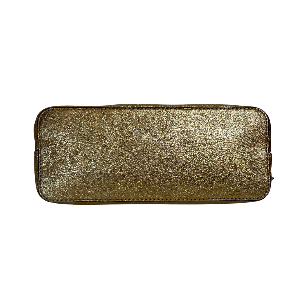 Michael Kors Gold Cindy Leather Dome Crossbody Bag Pre Loved