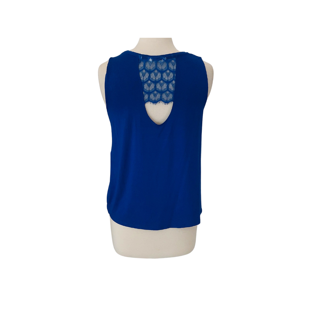 Naf Naf Royal Blue Lace Sleeveless Top | Gently Used |
