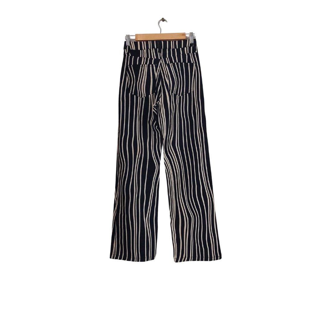 Mango Black & Cream Wavy Striped Pants | Like New |