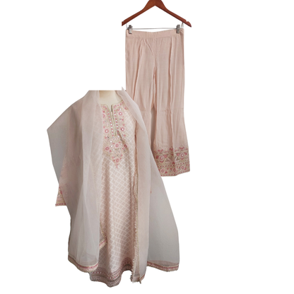 Threads & Motifs Light Pink Mirror Embroidered Outfit (3 Pieces) | Gently Used |