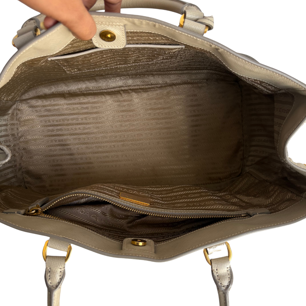 Prada Grey Saffiano Leather Large Tote Bag | Gently Used |