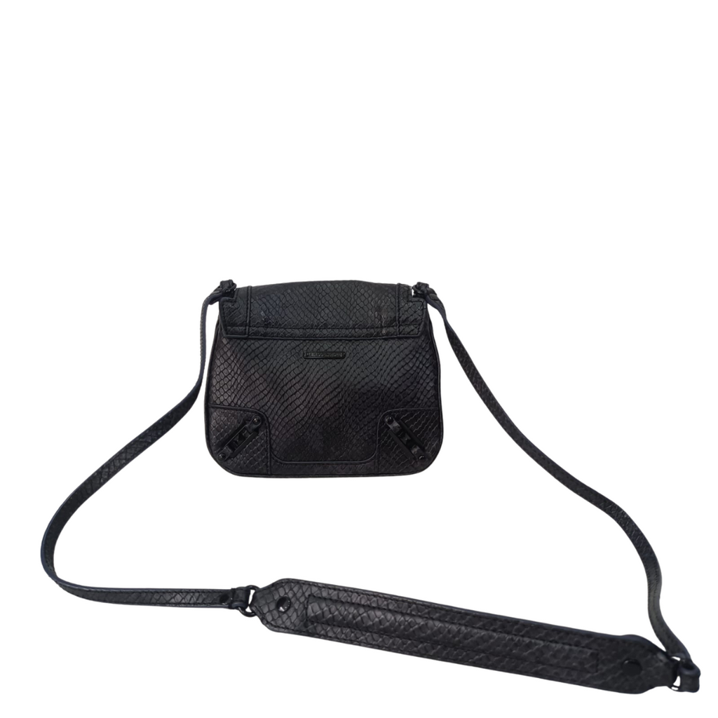 Rebecca Minkoff Black Textured Leather Small Crossbody Bag | Pre loved |
