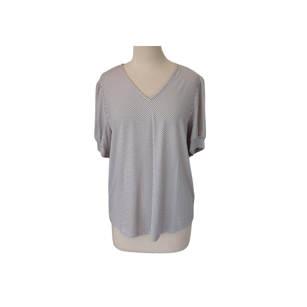 Adrianna Papell White & Black Polka Dot Blouse | Gently Used |
