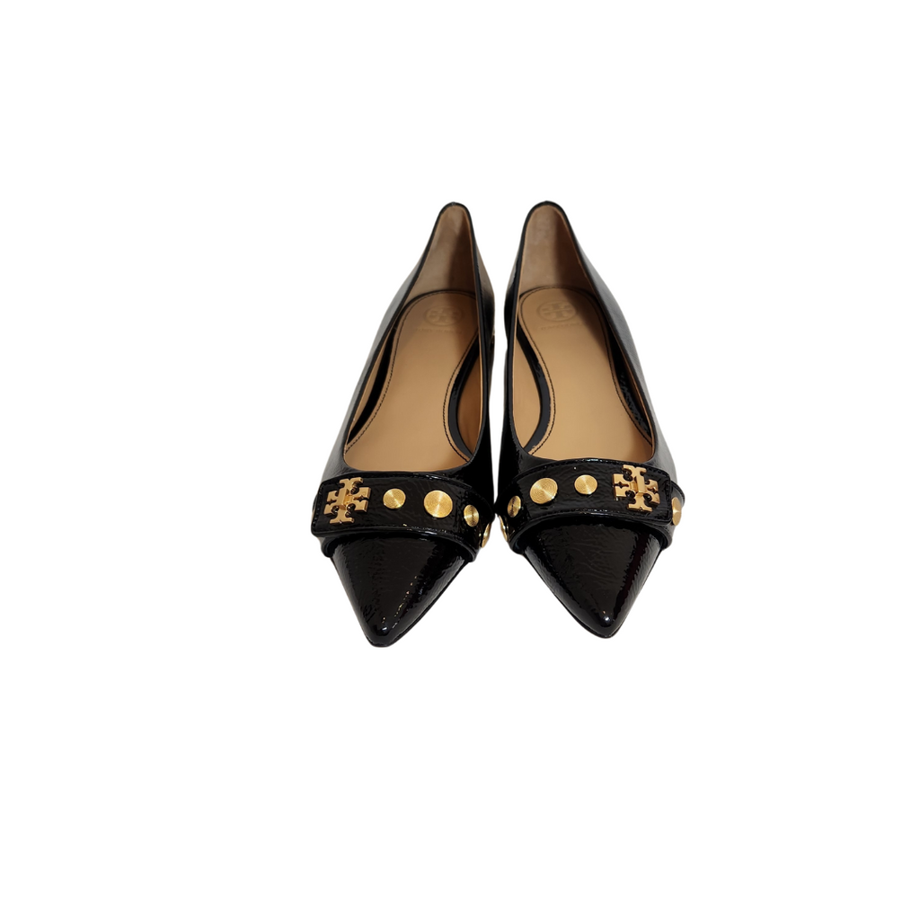 Tory Burch 'Kira' Crinkle Glossy Leather Studded Pumps | Brand New |