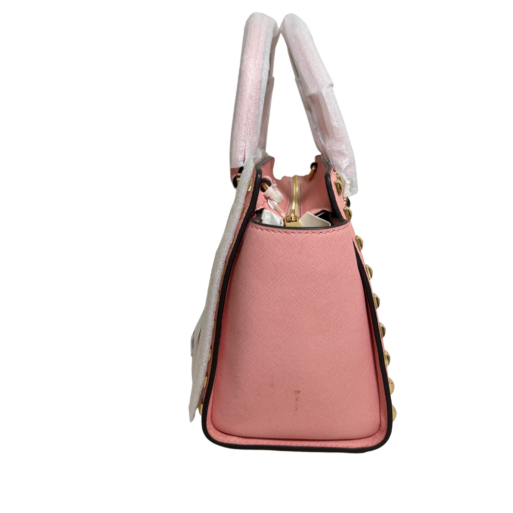 Michael Kors Pale Pink Leather 'Selma' Studded Satchel Bag | Brand New |