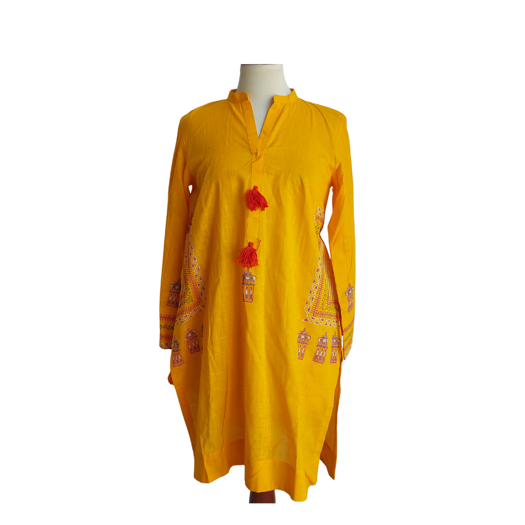 Blocked Textiles Yellow Block Print Kurta | Brand New |