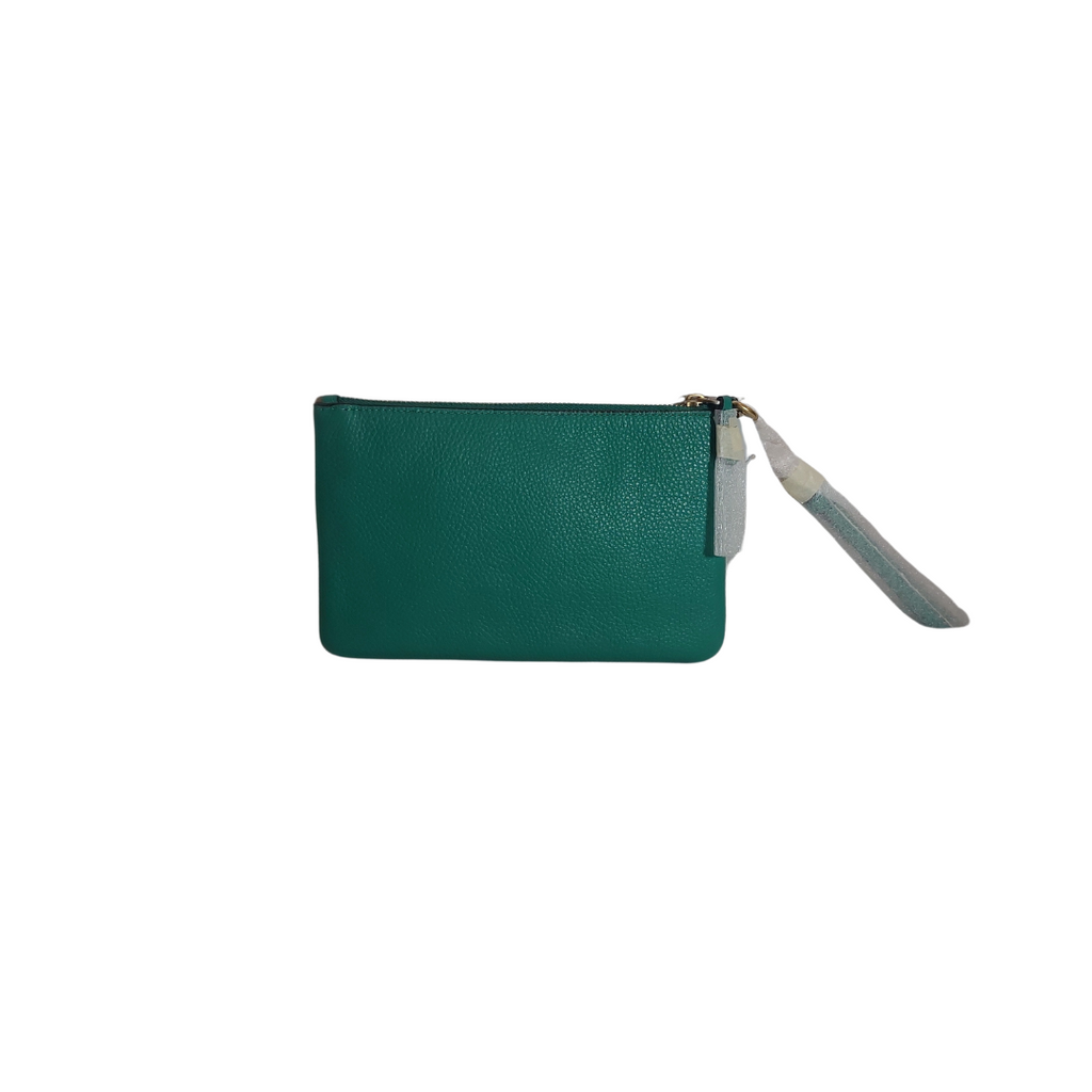 Coach Bright Green Polished Pebbled Leather Wristlet | Brand New |