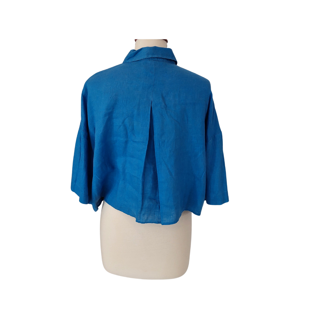H&M Blue Linen Crop Top | Gently Used |