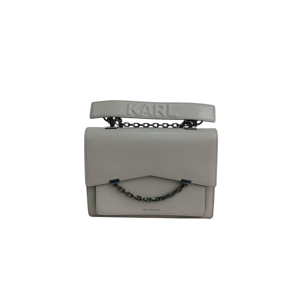 Karl Lagerfeld Grey Leather K/Karl Seven Medium Shoulder Bag | Pre Loved |