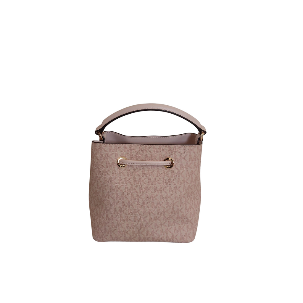 Michael Kors Powder Blush Monogrammed Canvas 'Suri' Small Bucket Bag | Gently Used |