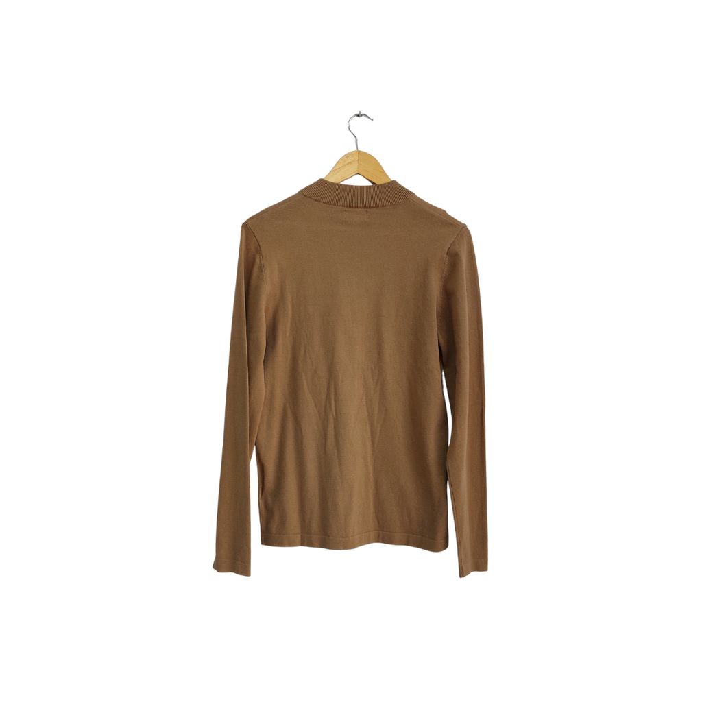 Next Men's Brown Front Zip Jumper | Brand New |