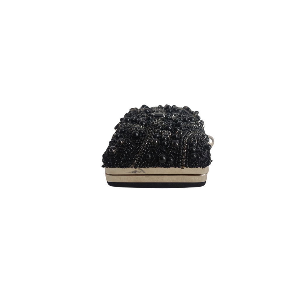 Splash Black Embellished Satin Clutch | Brand New |