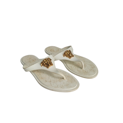 Versace White Medusa Thong Sandals | Pre Loved |