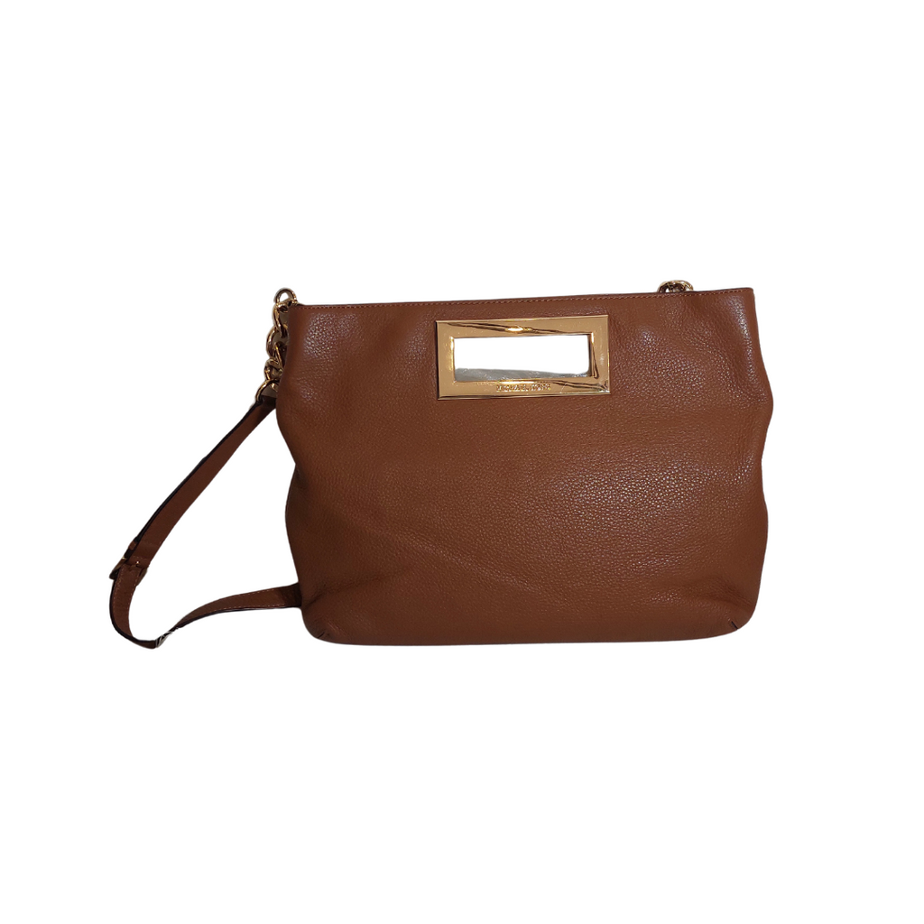 Michael Kors Berkley Luggage Brown Leather Crossbody Bag | Pre Loved |